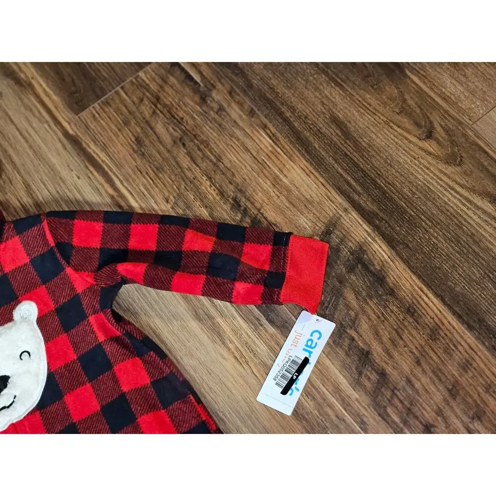 Carter's Just One You Boy's Red Fleece Polar Bear Sleep & Play (NWT) 9 Months